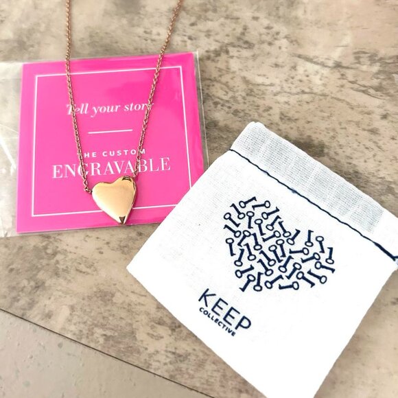 KEEP Collective Rose Gold Engraved/Engravable Heart Necklace - Picture 3 of 4